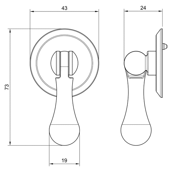  Technical Drawing of Bronze Cabinet Drop Pull On Round Plate