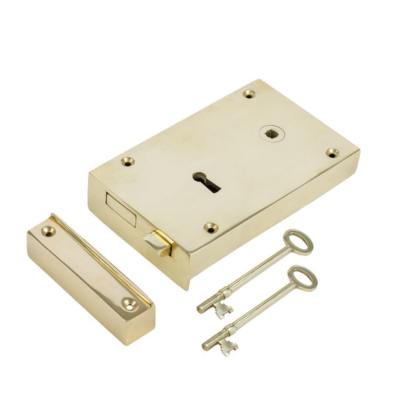 Right Handed Large Brass Rim Lock with Rim Lock Only