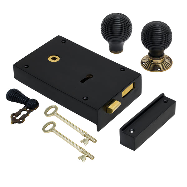 Large Iron Rim Lock & Knob Sets
