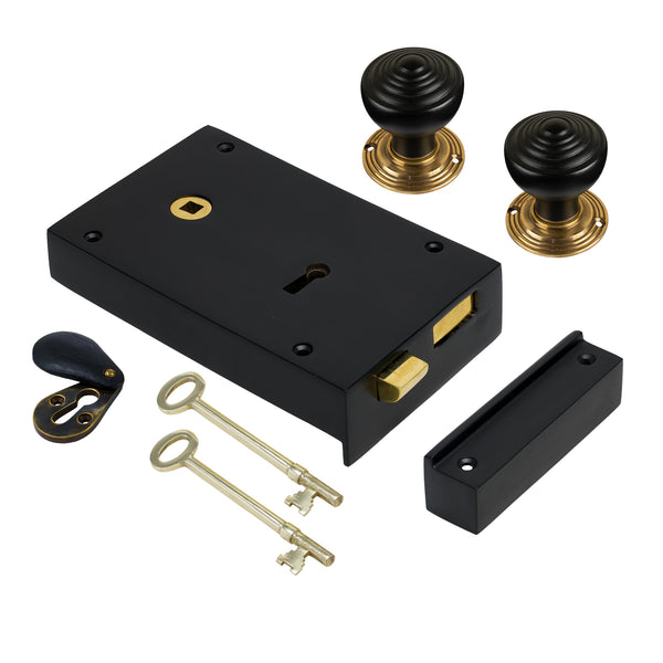 Large Iron Rim Lock & Knob Sets
