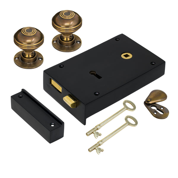 Large Iron Rim Lock & Knob Sets