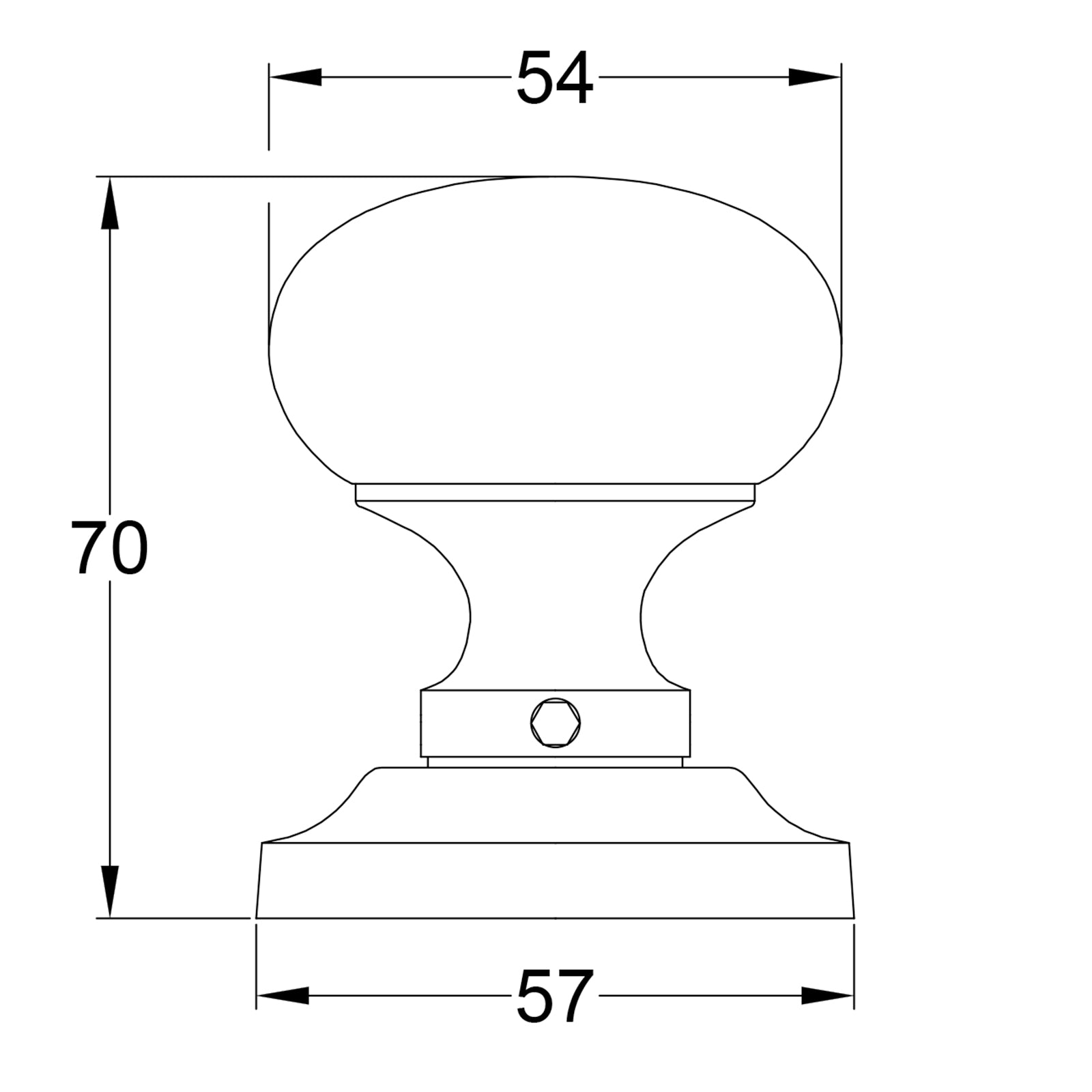 SHOW Technical Drawing of Victoria Rim Door Knob