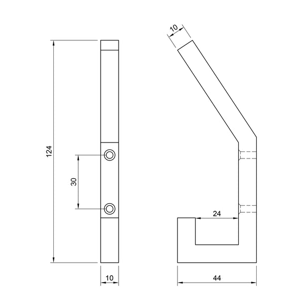  Technical drawing of a coat hook with dimensions