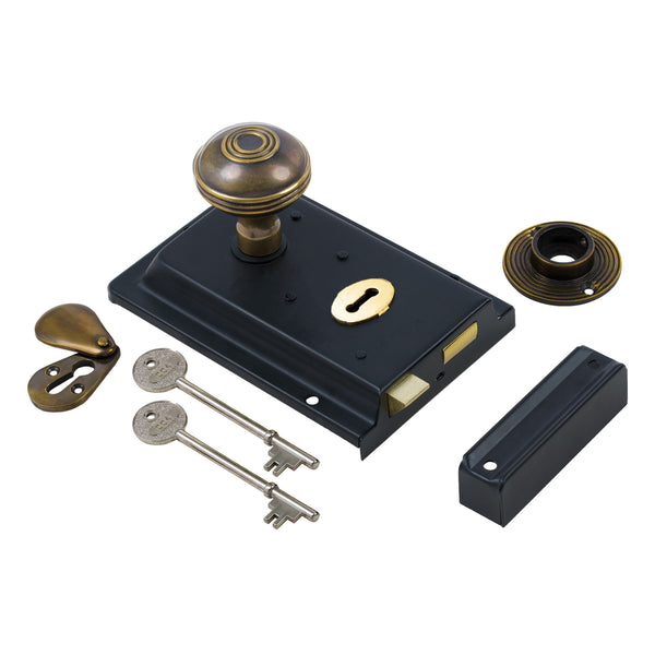Classic Black Rim Lock & Knob Sets