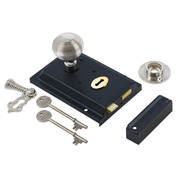 Classic Black Rim Lock & Knob Sets