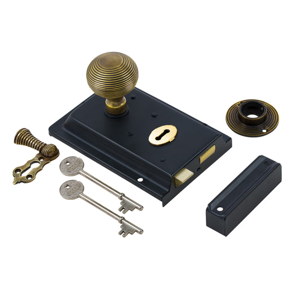 Classic Black Rim Lock & Knob Sets
