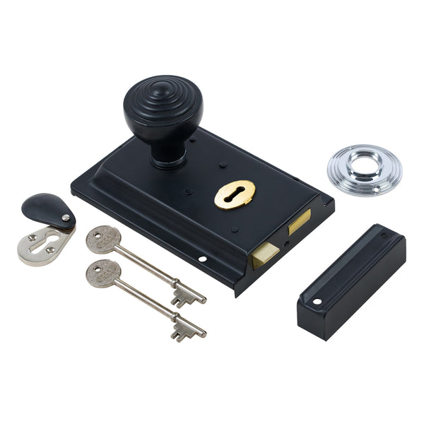 Classic Black Rim Lock & Knob Sets