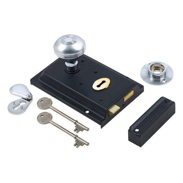 Classic Black Rim Lock & Knob Sets