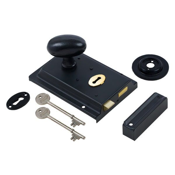 Classic Black Rim Lock & Knob Sets