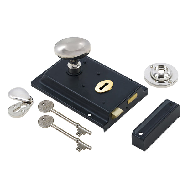 Classic Black Rim Lock & Knob Sets