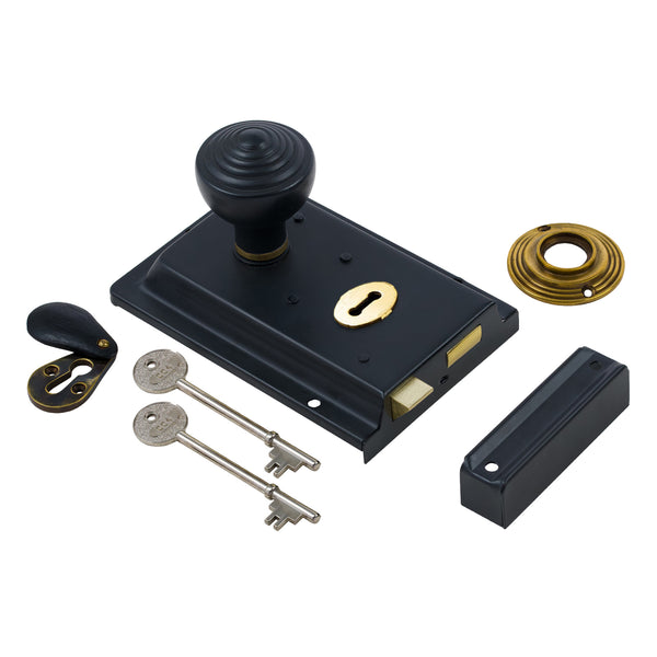 Classic Black Rim Lock & Knob Sets