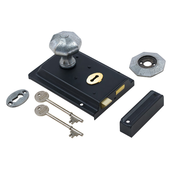 Classic Black Rim Lock & Knob Sets