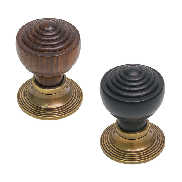 Ringed Door Knobs Rosewood & Ebonised