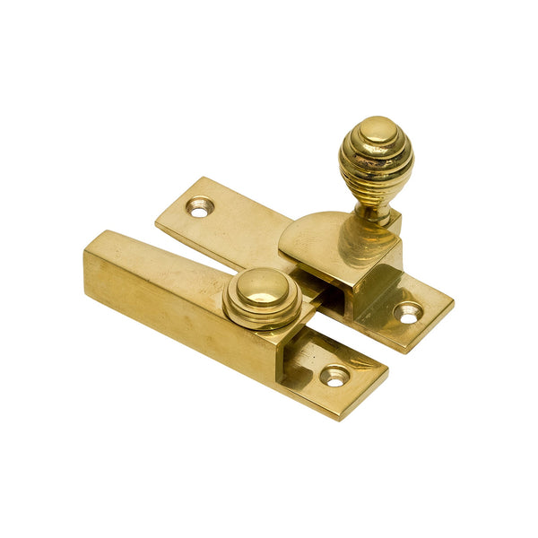   Image of Yes Unlacquered Brass Ringed Hook Plate Sash Fastener