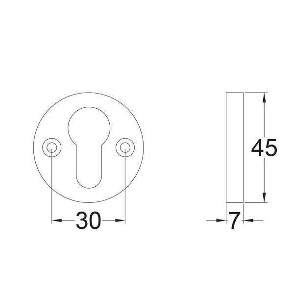  Technical Drawing of Bronze Euro escutcheon