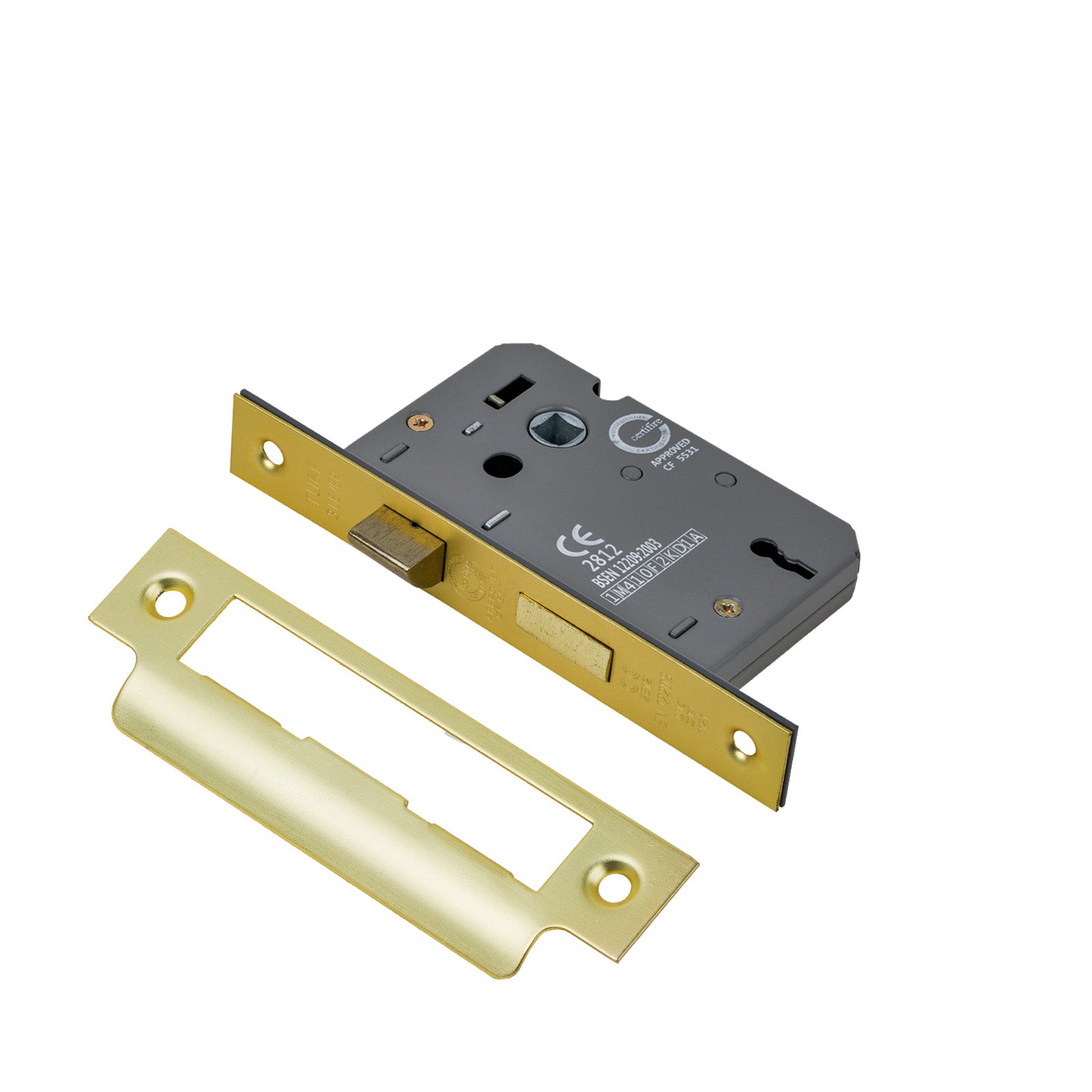 SHOW 3 Lever Sash Lock - 2.5 Inch with Satin Brass finished forend and striker plate