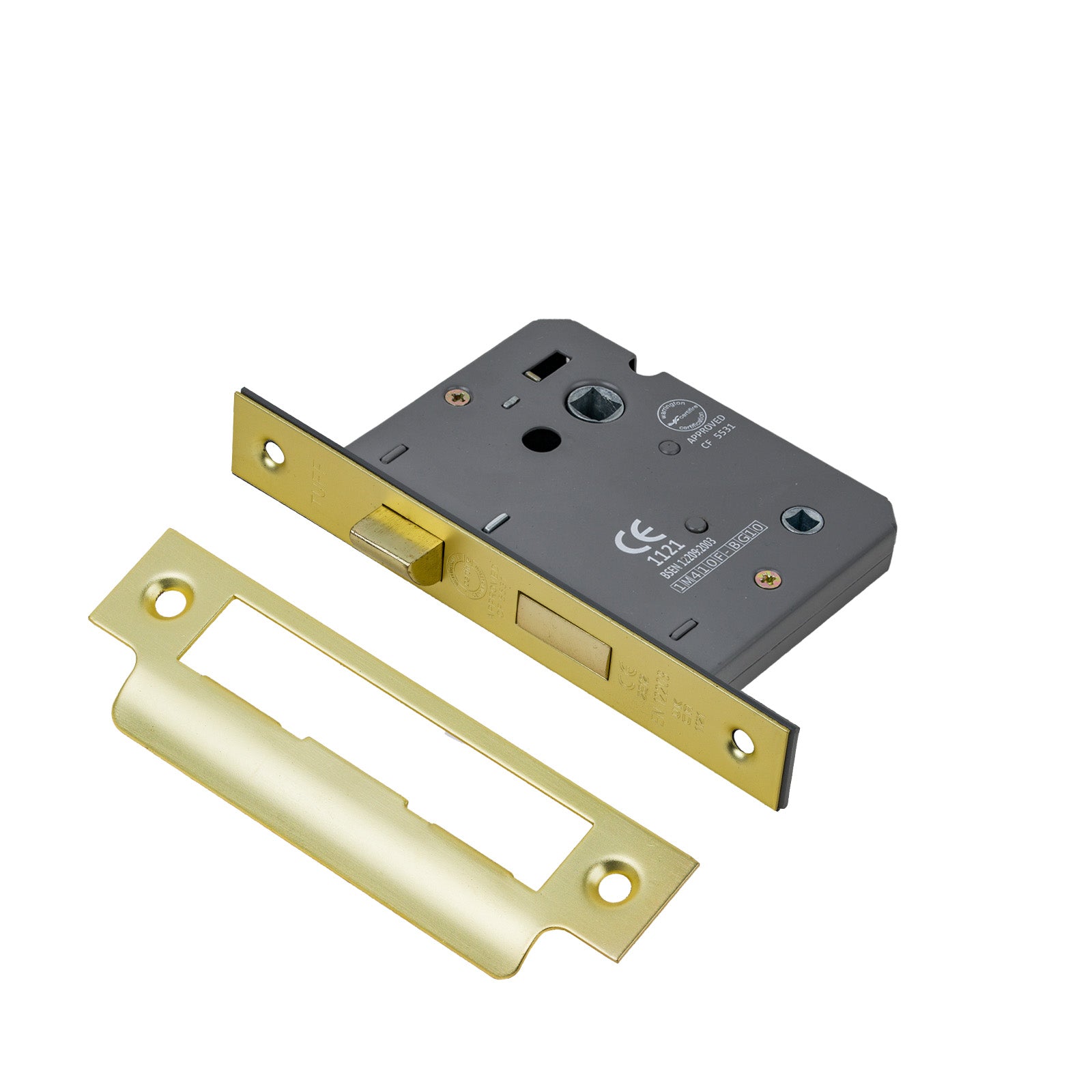SHOW Bathroom Sash Lock - 3 Inch with Satin Brass finished forend and striker plate