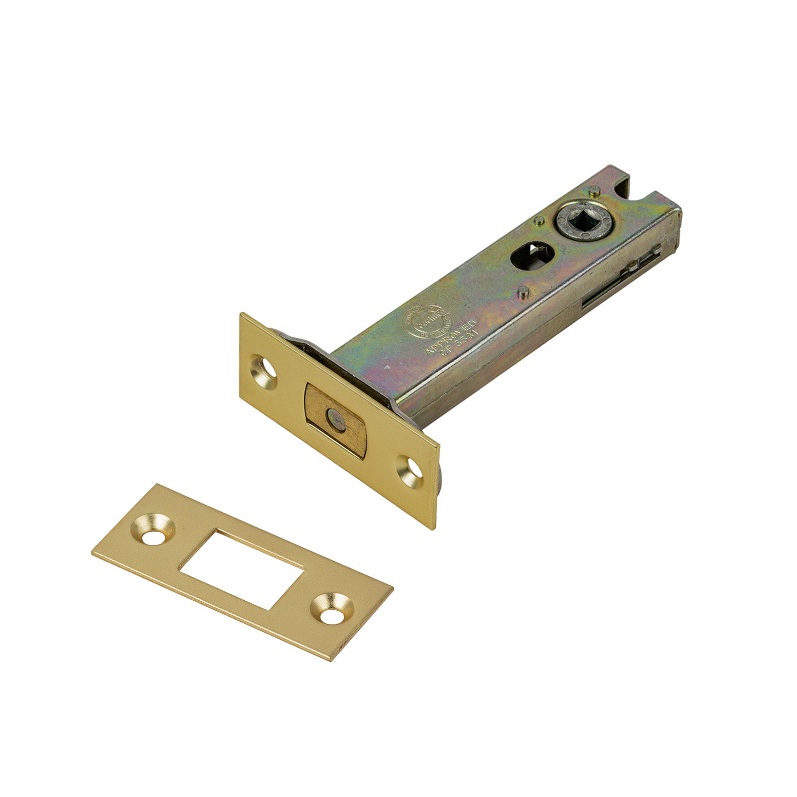 SHOW Bathroom Deadbolt - 4 Inch with Satin Brass finished forend and striker plate