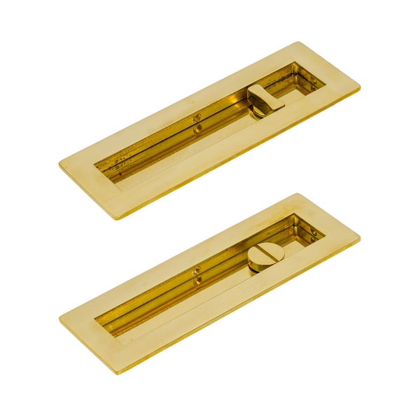 SHOW 175mm Polished Nickel Plain Rectangular Flush Pull - Privacy Set