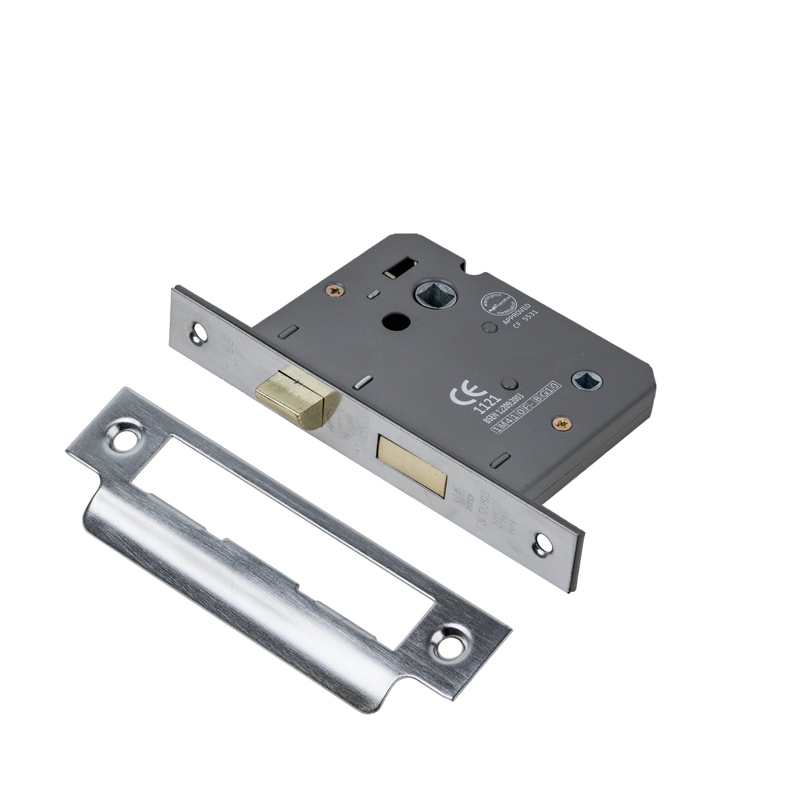 SHOW Bathroom Sash Lock - 3 Inch with Satin Chrome finished forend and striker plate