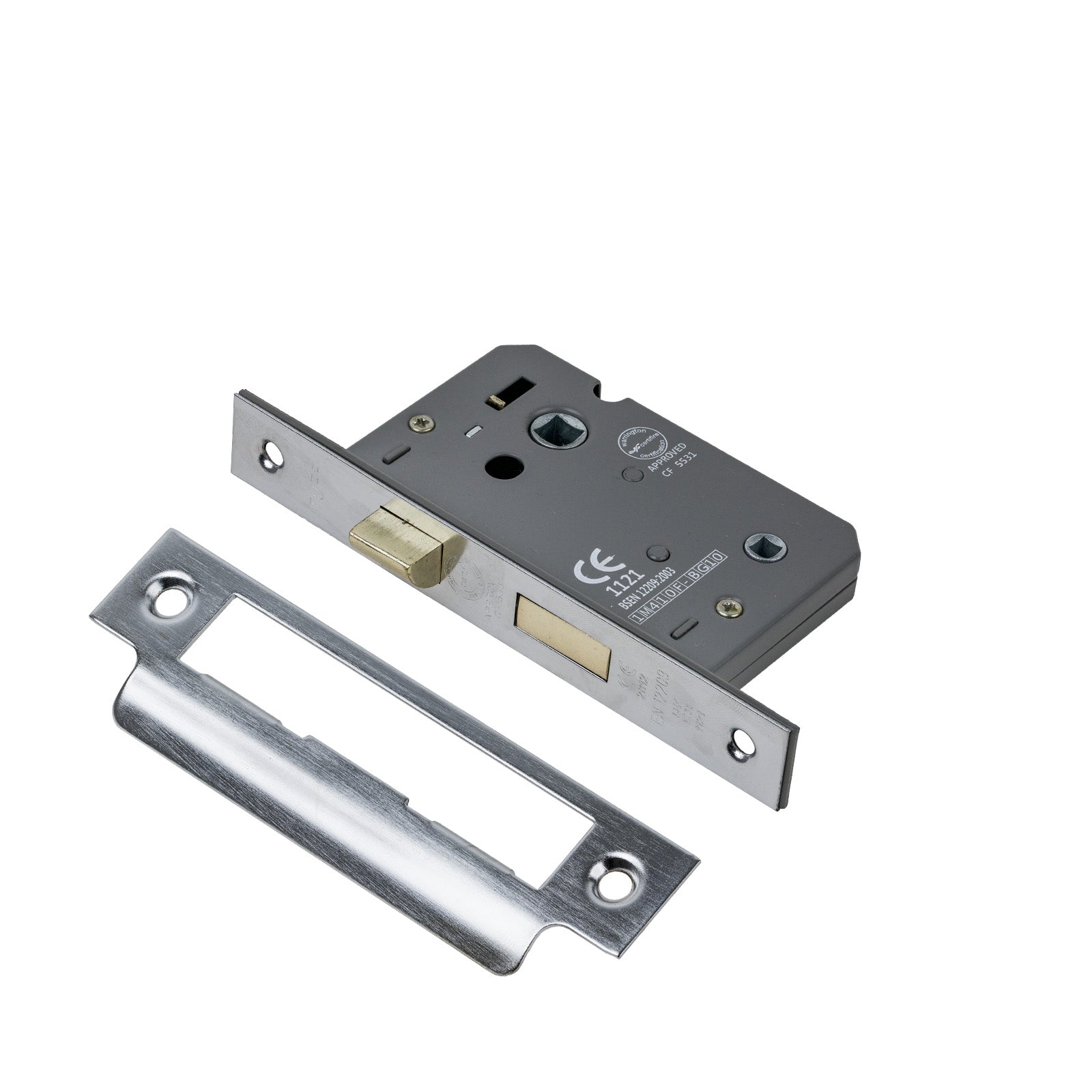 SHOW Bathroom Sash Lock - 2.5 Inch with Satin Chrome finished forend and striker plate