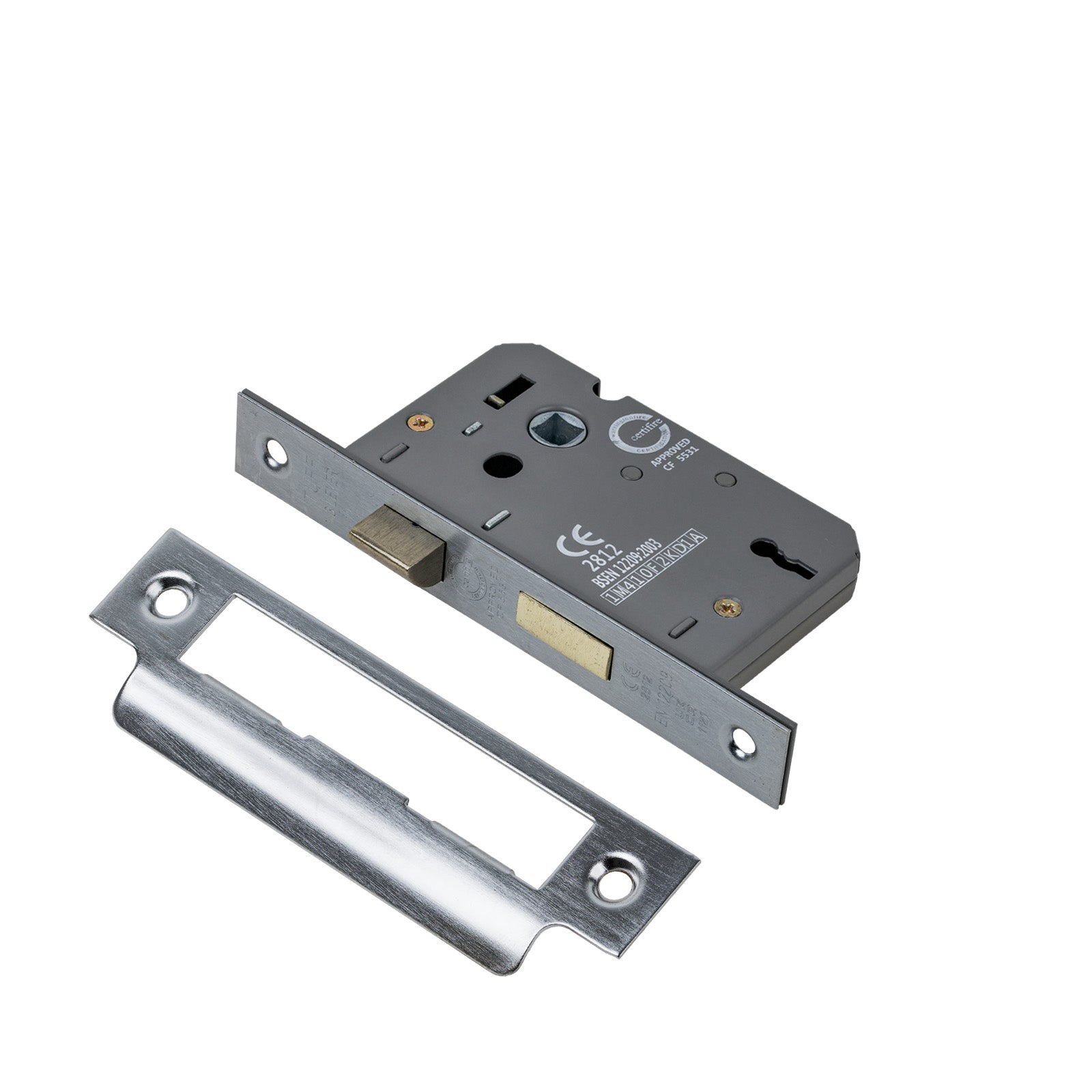 SHOW 3 Lever Sash Lock - 2.5 Inch with Satin Chrome finished forend and striker plate