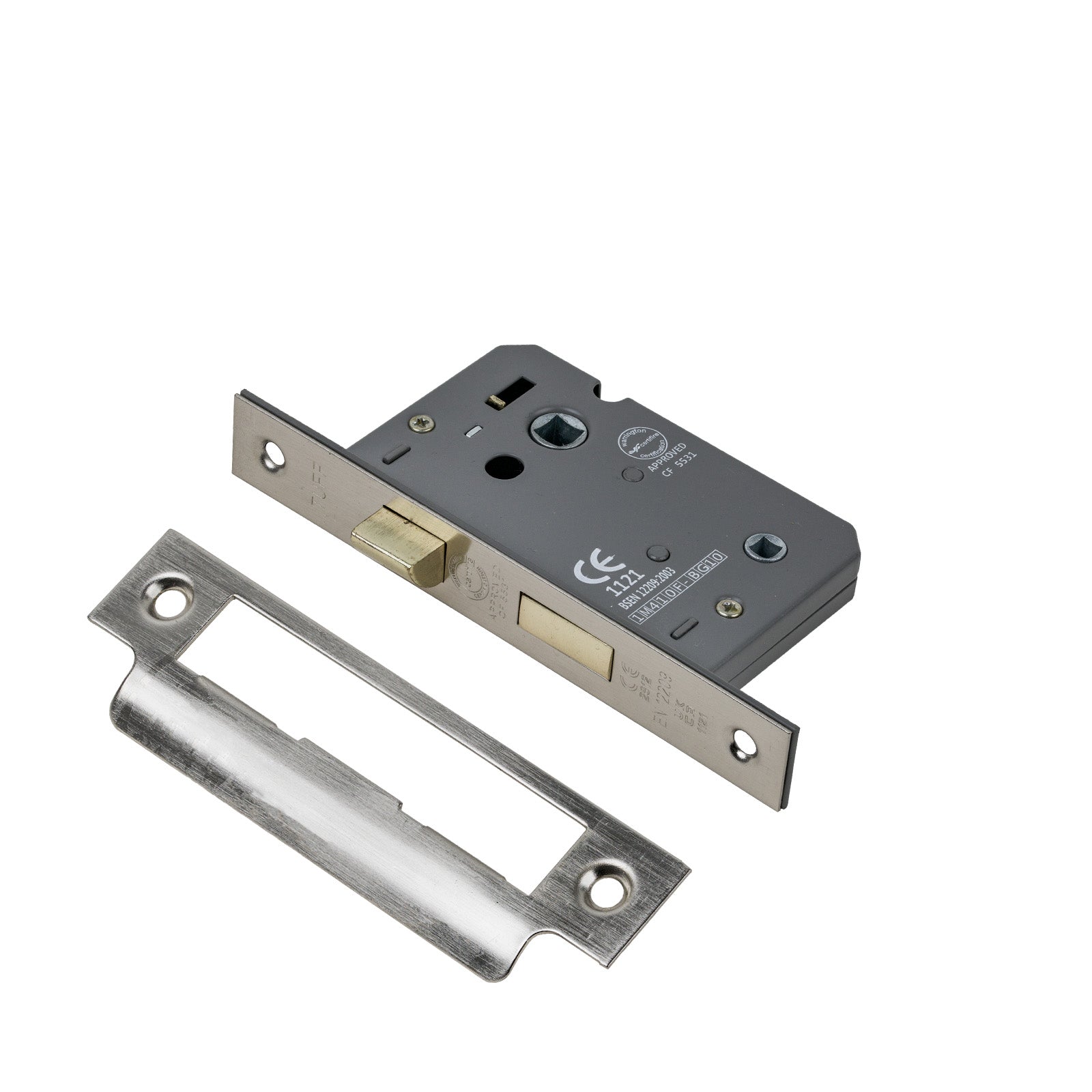 SHOW Bathroom Sash Lock - 2.5 Inch with Nickel finished forend and striker plate