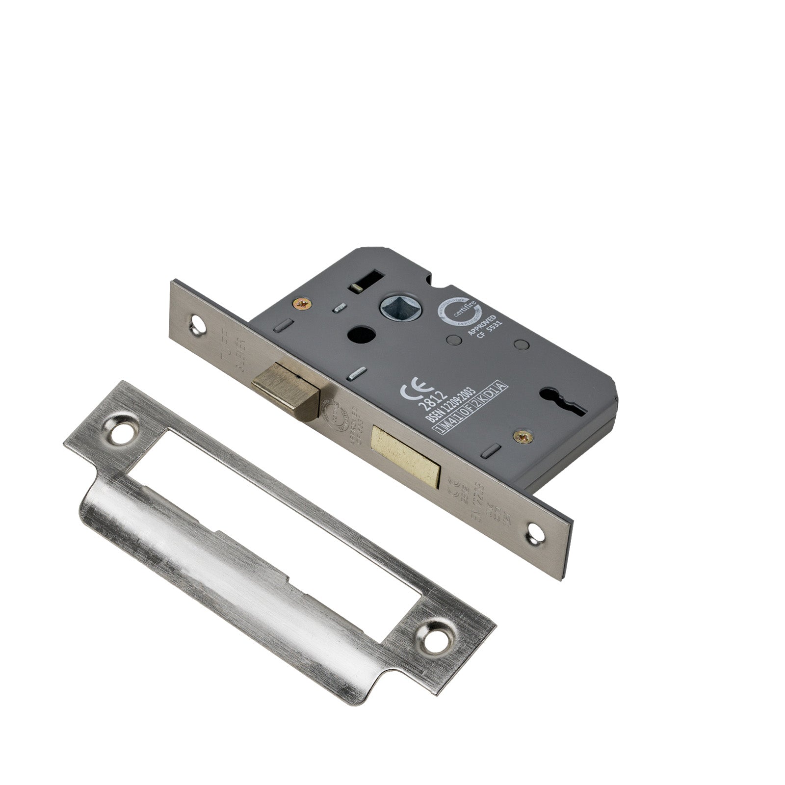 SHOW 3 Lever Sash Lock - 2.5 Inch with Nickel finished forend and striker plate