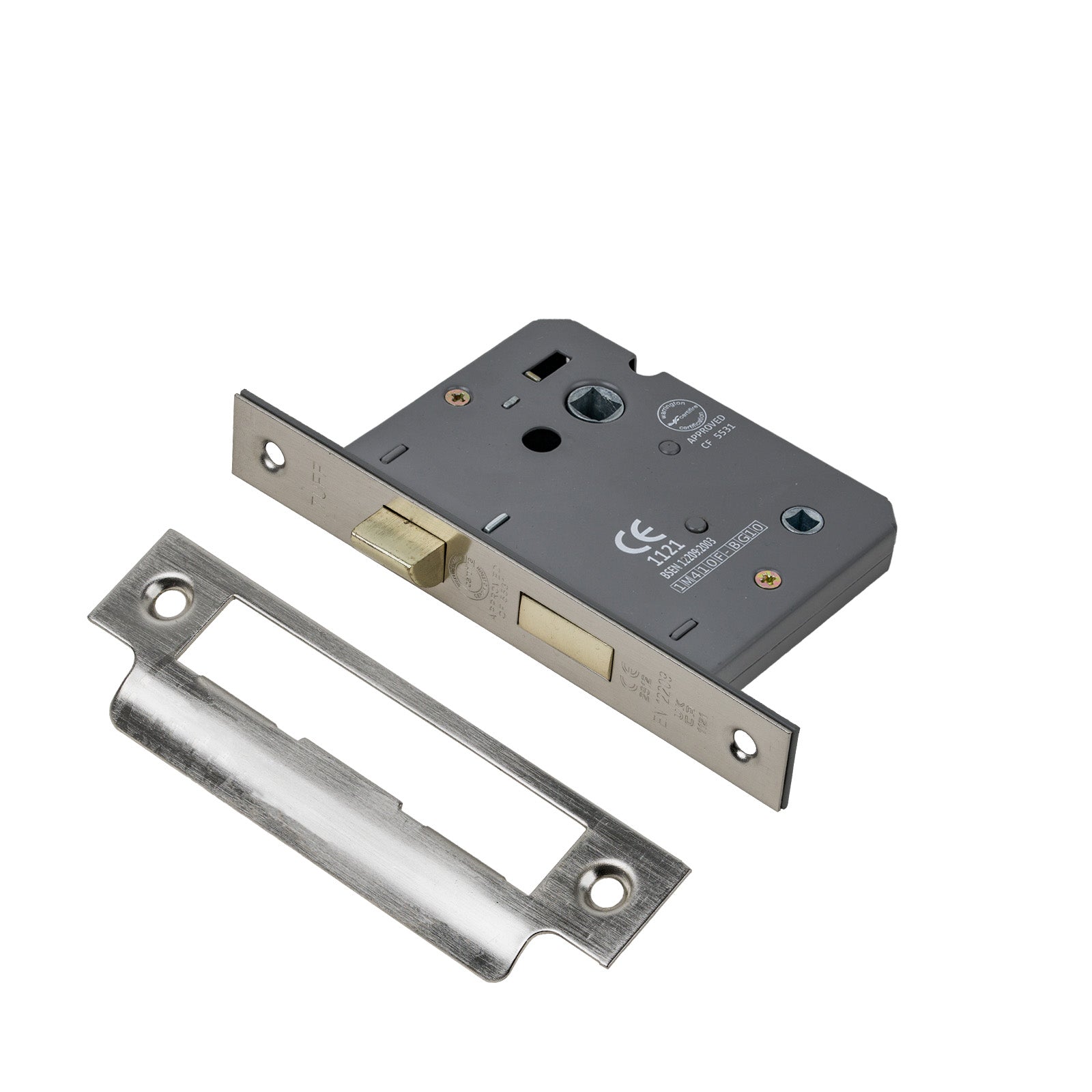 SHOW Bathroom Sash Lock - 3 Inch with Nickel finished forend and striker plate