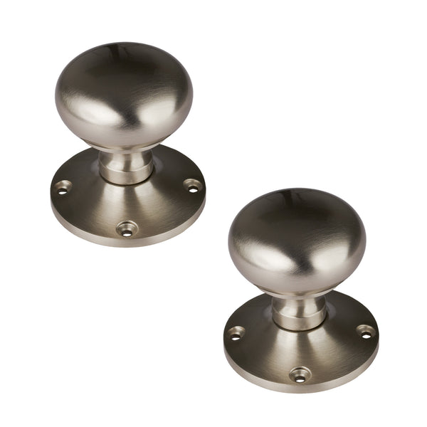 SHOW Kensington Door Knob on Rose in Satin Nickel finish