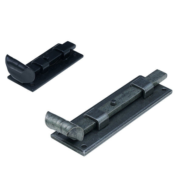Straight Fishtail Door Bolts External Black or Pewter