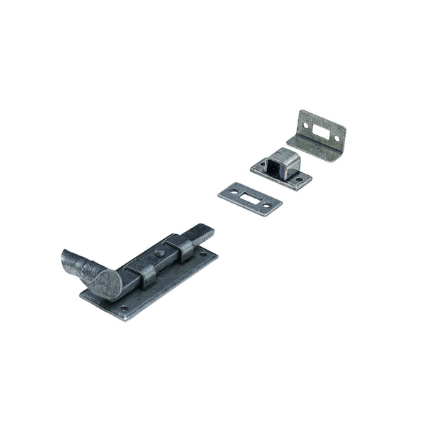 Straight Fishtail Door Bolts External Pewter 4 Inch 