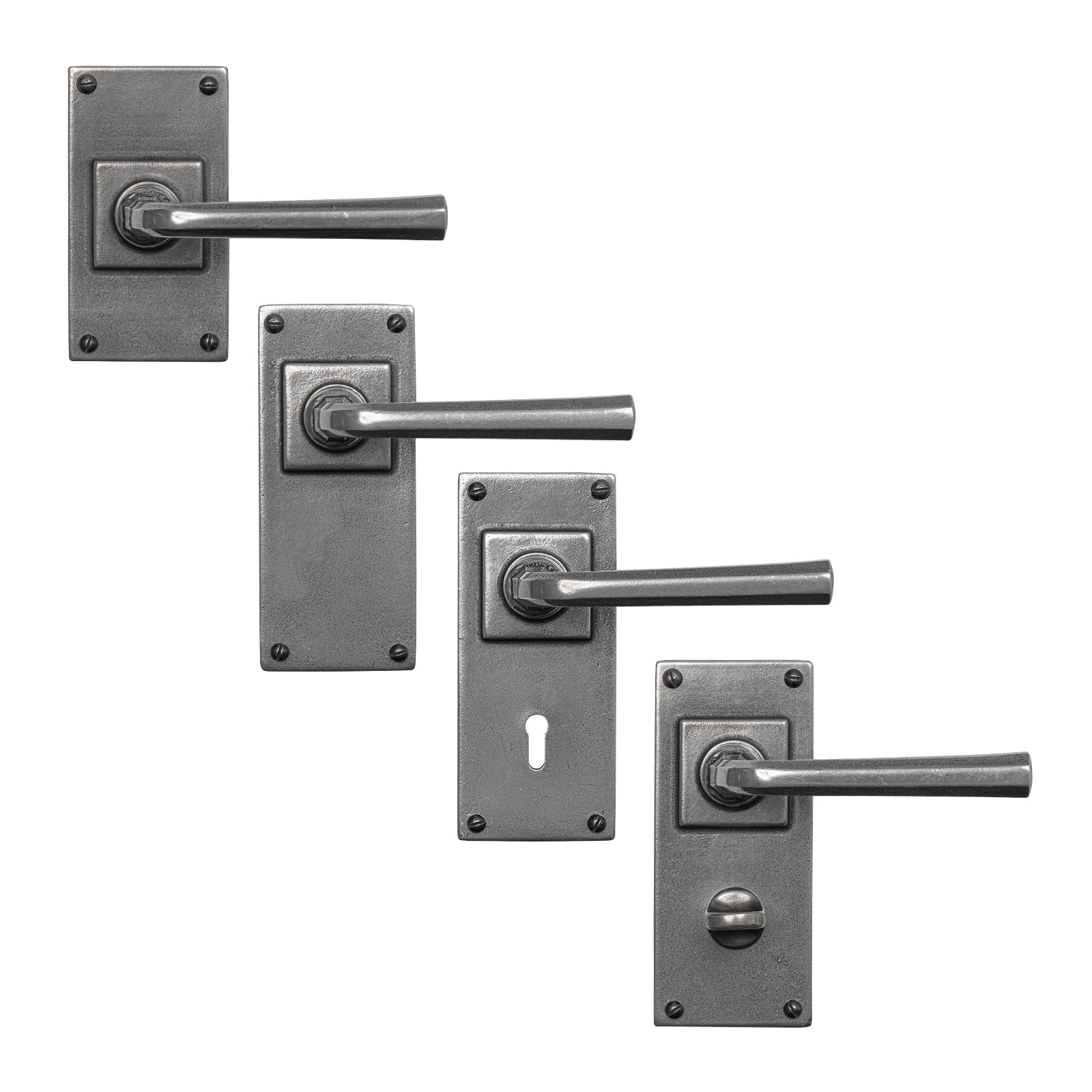 Tunstall Pewter Door Handles On Wide Backplate