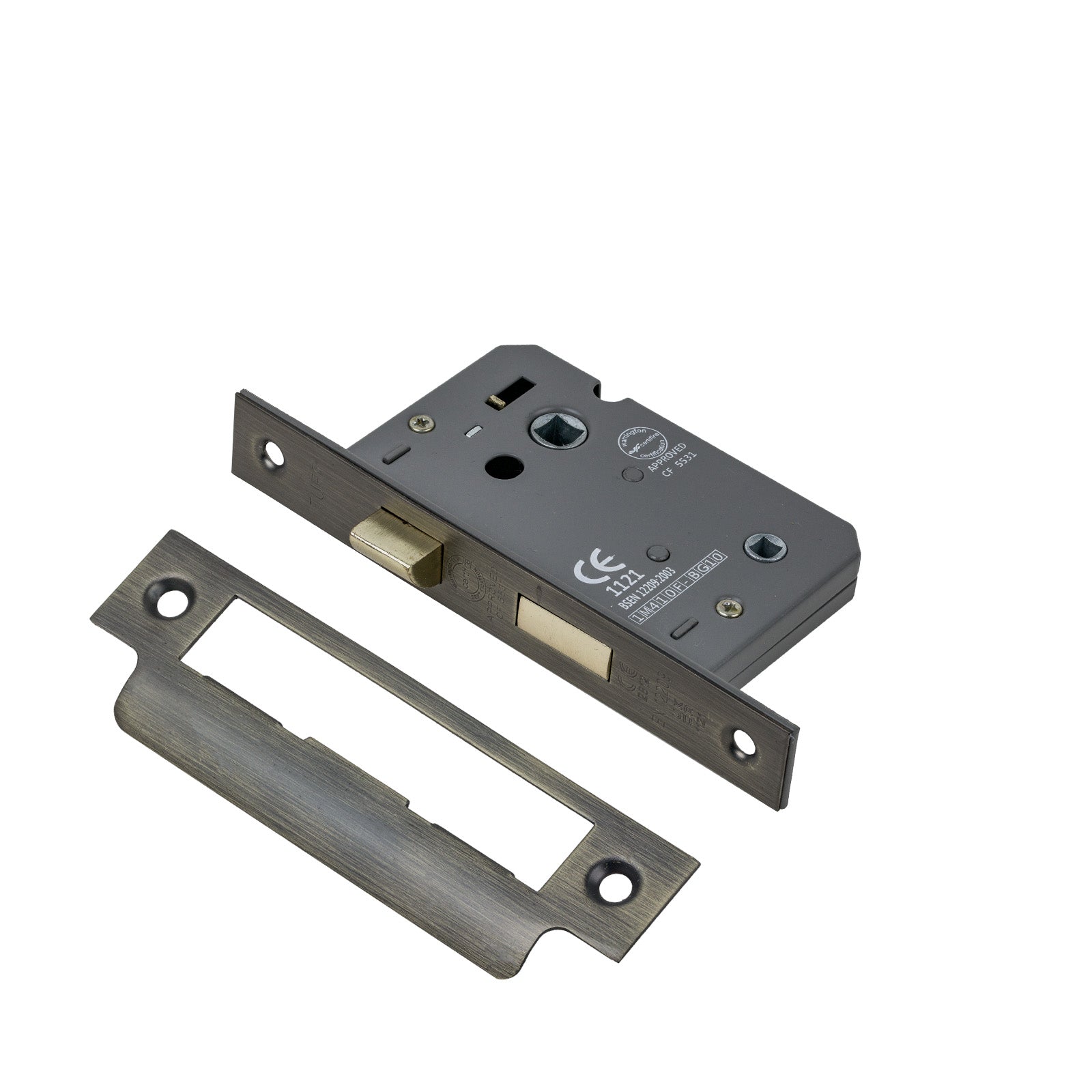 SHOW Bathroom Sash Lock - 2.5 Inch with Urban Bronze finished forend and striker plate