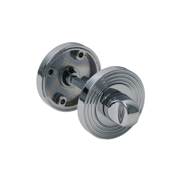  Round Reeded Bathroom Turn & Release in Polished Chrome