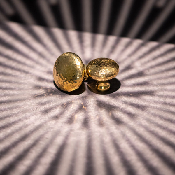  Hover Image of Unlacquered Brass Hammered Victorian Round Cabinet Knob