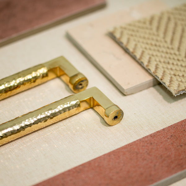  Hover Image of Unlacquered Brass Hammered Bauhaus Cabinet Pull