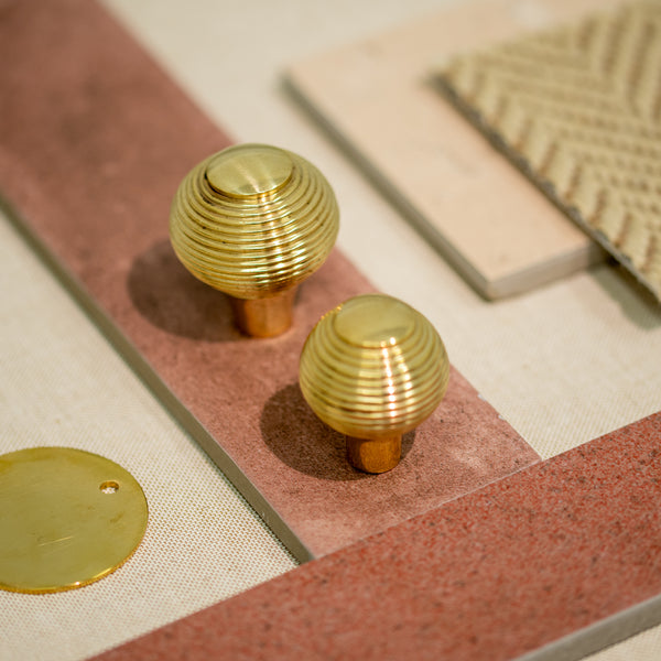  Hover Image of Unlacquered Brass Reeded Cabinet Knob