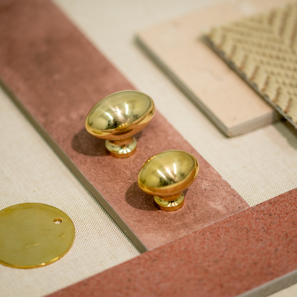  Hover Image of Unlacquered Brass Victorian Oval Cabinet Knob