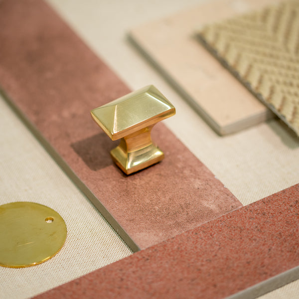  Hover Image of Unlacquered Brass Pyramid Cabinet Knob