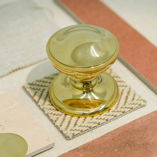  Hover Image of Unlacquered Brass Round Centre Door Knob