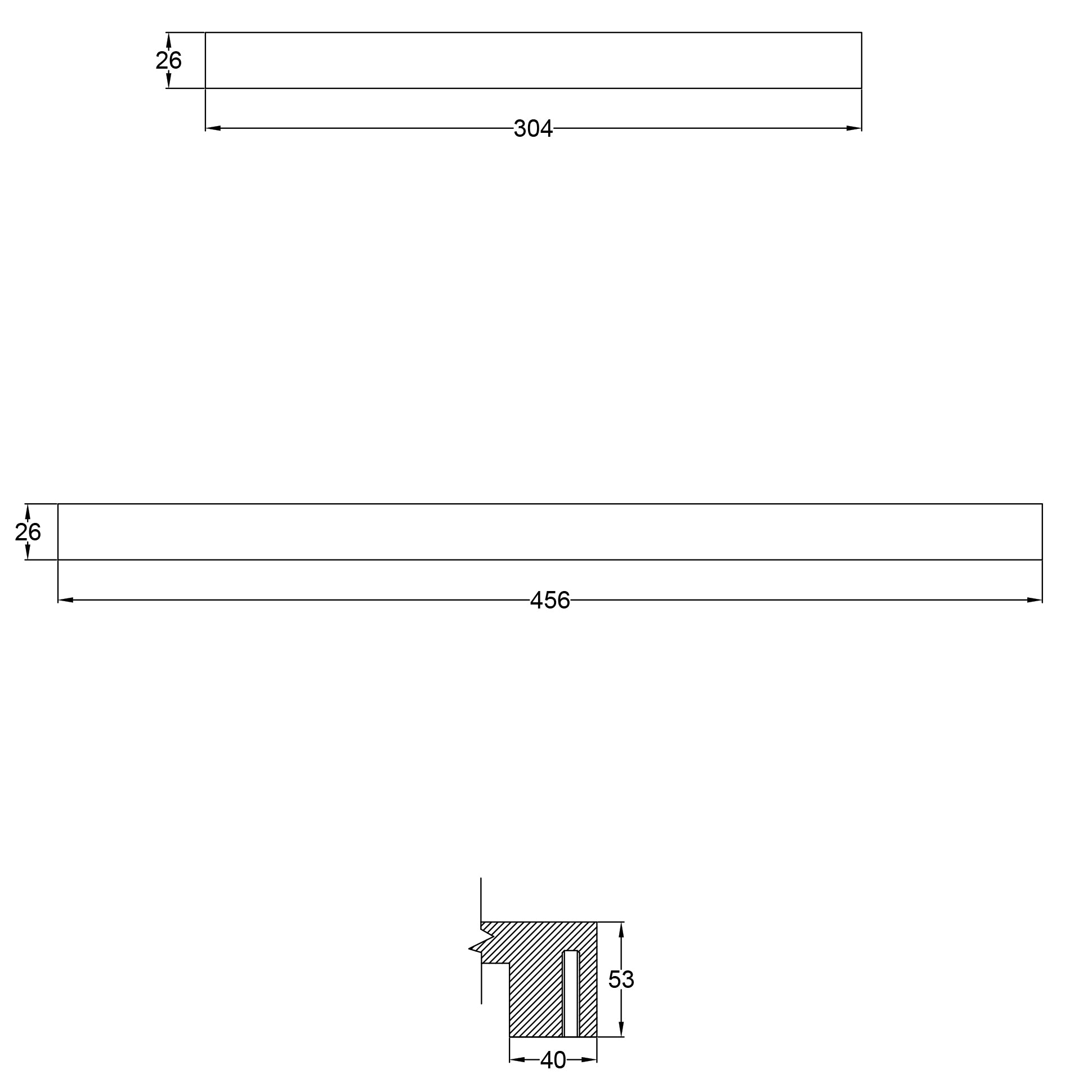 SHOW Technical Drawing of Large Urban Door Pull Handle