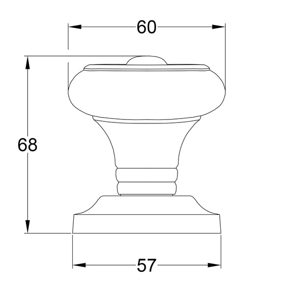 SHOW Technical Drawing of Aylesbury Door Knob on Rose