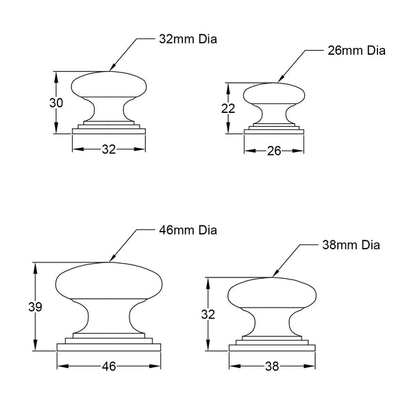  Technical Drawing of Hammered Victorian Cabinet Knobs