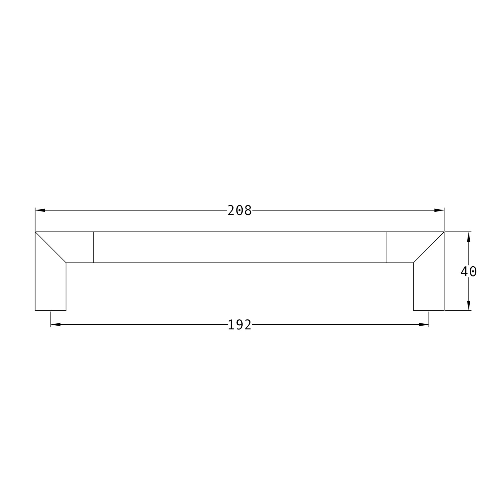 SHOW Technical drawing of Angle Cabinet Pull Handle