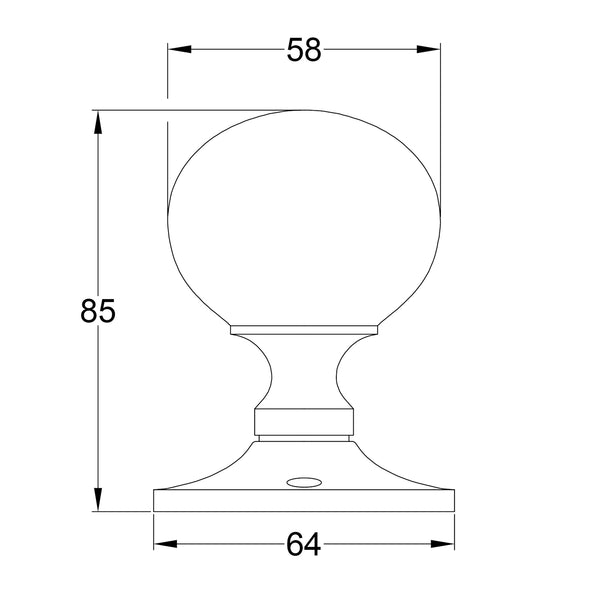 SHOW Technical Drawing of Westminster Door Knob on Rose