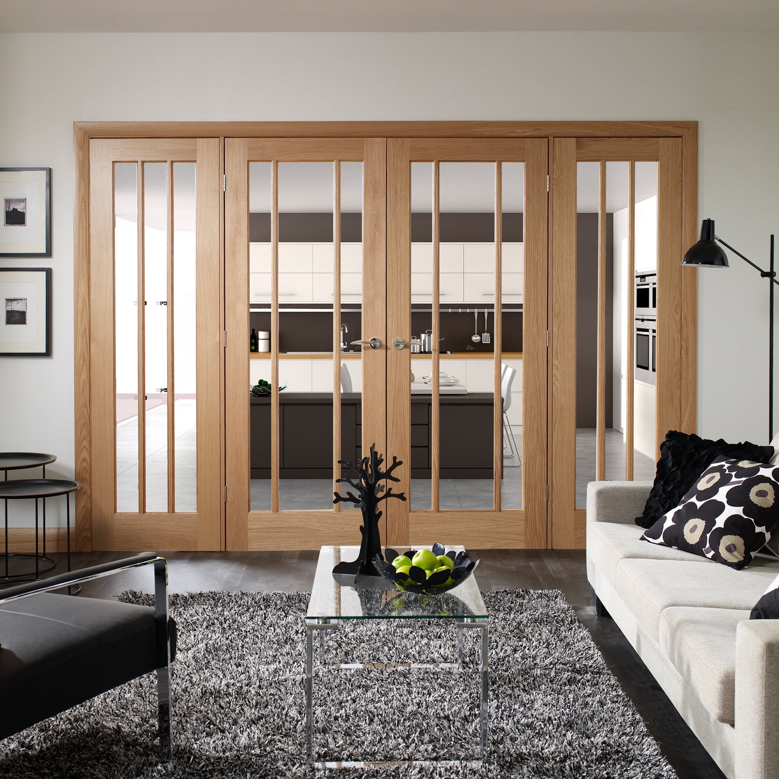 SHOW Internal Oak Worcester Double Door with Clear Glass lifestyle