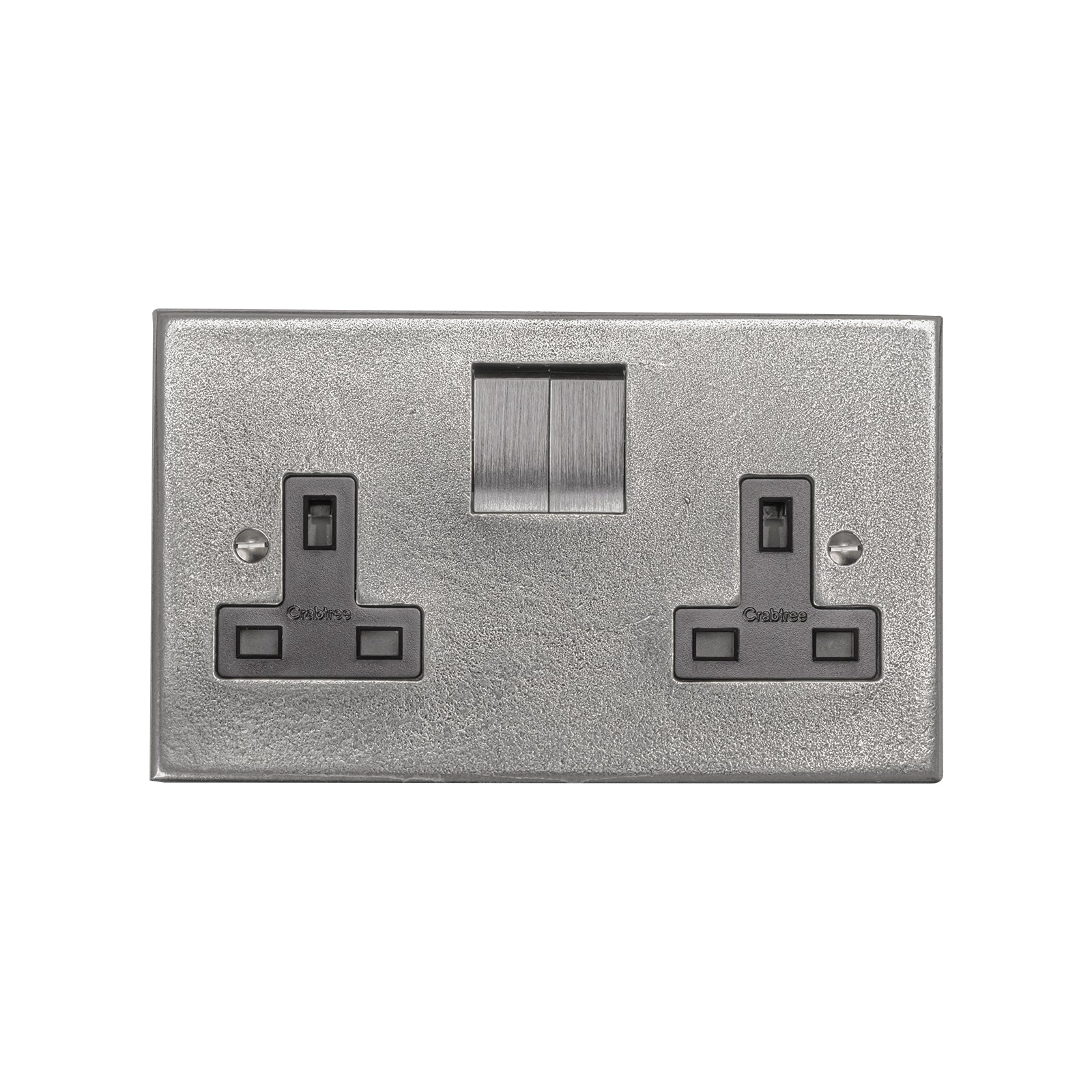 Pewter 2 Gang Switched Socket