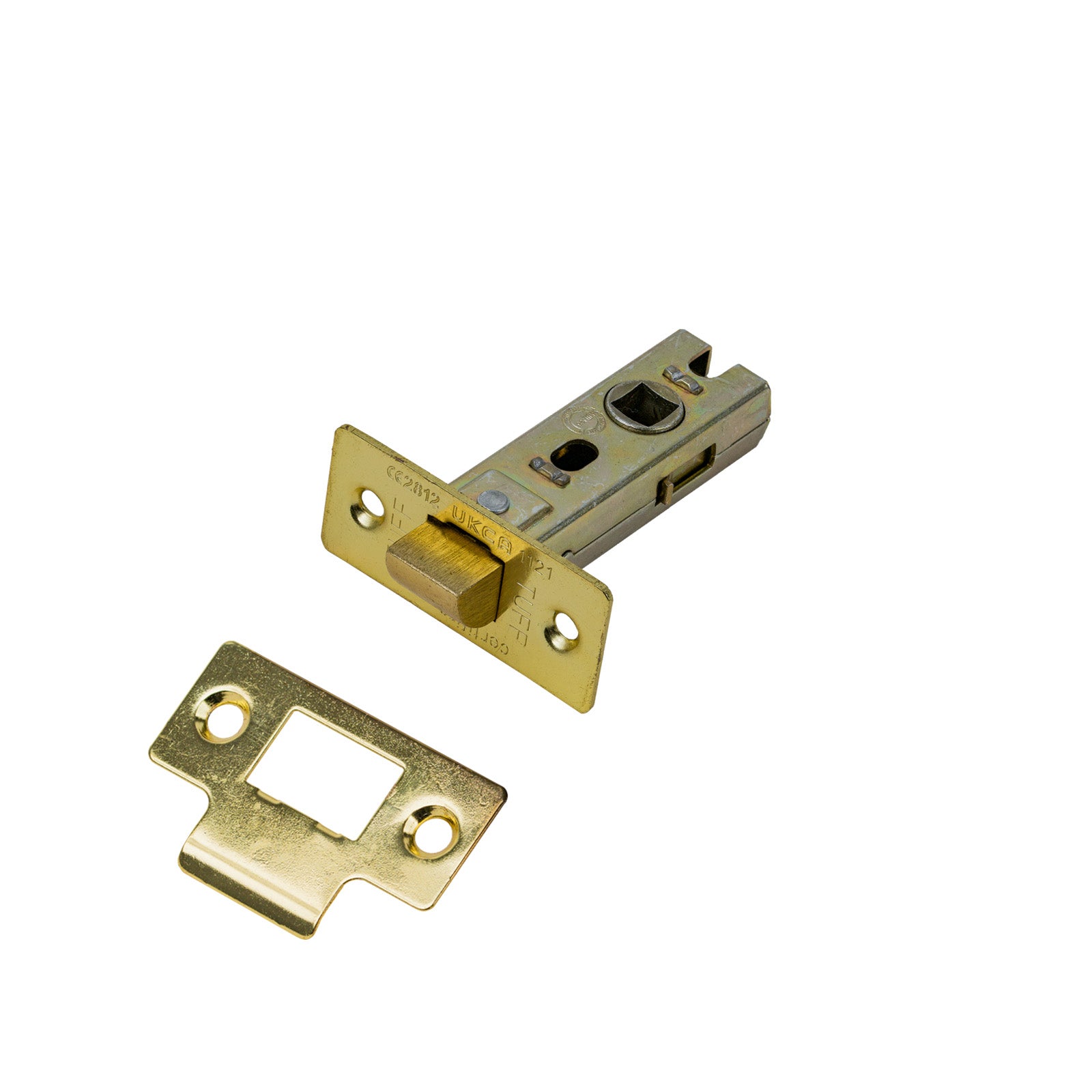 SHOW Tubular Latch - 2.5 Inch with Polished brass finished forend and striker plate