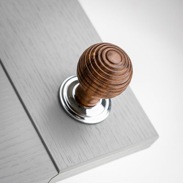 Rosewood Beehive Cabinet Knob with Chrome Rose SHOW